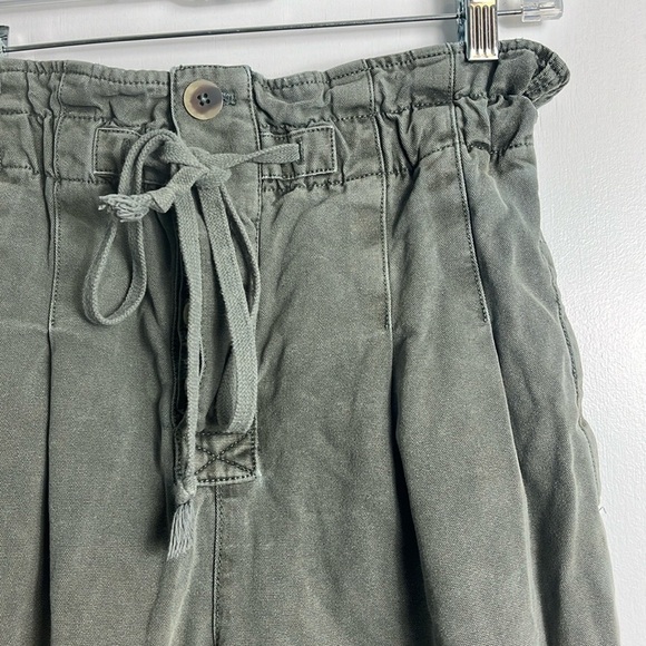 Free People Margate Pleated High Waist Paper Bag Boho Trouser Sugar Kelp Green - Picture 5 of 16